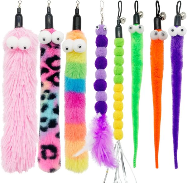 Cat Worm Toy Attachments – 8 Pieces, Assorted Teaser Refills for Wand